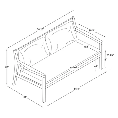 Linon Melita Acacia Two Seater Sofa Beige/White - Image 7