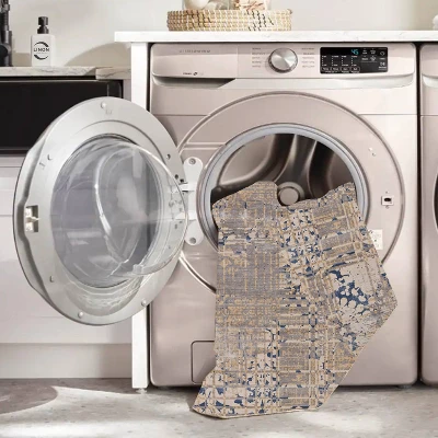 Selkirk Washable Outdoor Rug Navy/Sand - Linon - Image 7