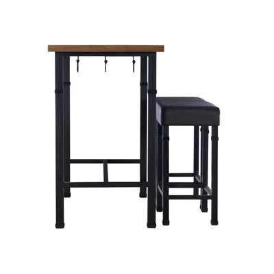 3pc Austin Pub Dining Sets Metal/Black - Linon - Image 2