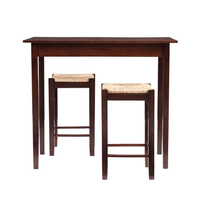 3pc Counter Height Table Dining Sets Wood/Brown - Linon - Image 2