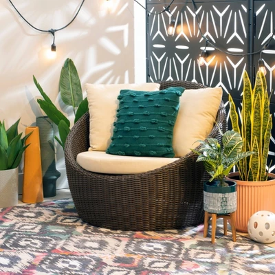 Linon Rylee Snuggle Aluminum & Rattan Club Chair Brown - Image 6