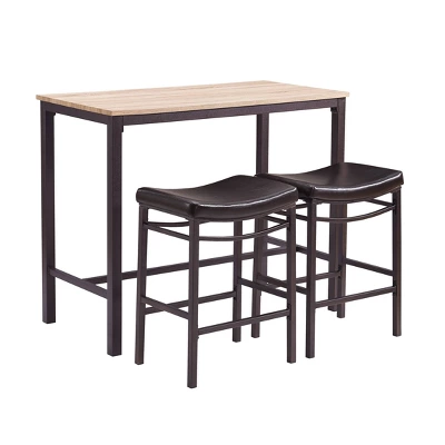 3pc Betty Pub Dining Sets Wood/Brown - Linon - Image 3