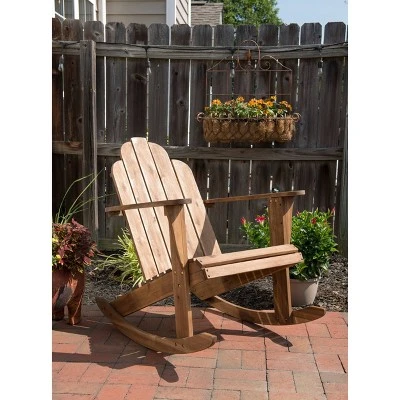 Outdoor Acacia Wood Adirondack Rocker Acorn Finish - Linon - Image 5