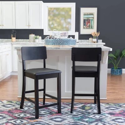 Torino Contemporary 24" Counter Height Barstool Hardwood/Black - Linon - Image 6
