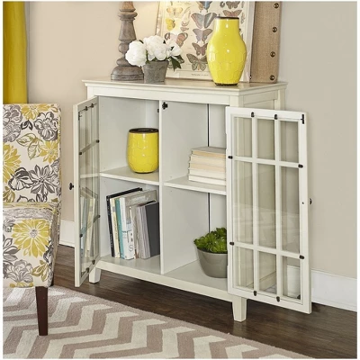 Largo Antique Double Door Cabinet White - Linon