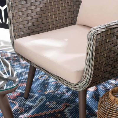 3pc Bertram Outdoor Wicker Conversation Set Gray - Linon - Image 11