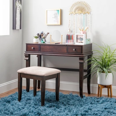 Home Angela Vanity Set Walnut - Linon - Image 11