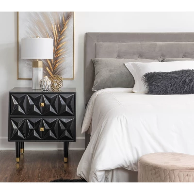 2 Drawer Geo Textured Nightstand - Linon - Image 10